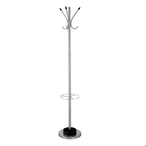 Homeroots 13 x 68 in. Brushed Steel Stand & Coat Rack 372949 - main